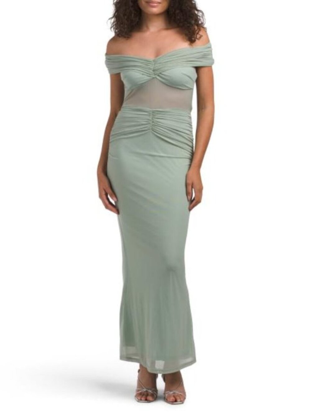 SELFIE LESLIE Silver Moon Off Shoulder Maxi Dress